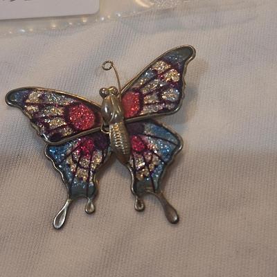 Sale Photo Thumbnail #1123: multicolor and silver tone butterfly brooch