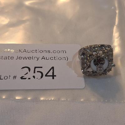 Sale Photo Thumbnail #1132: masonic ring with rhinestones- adjustable size