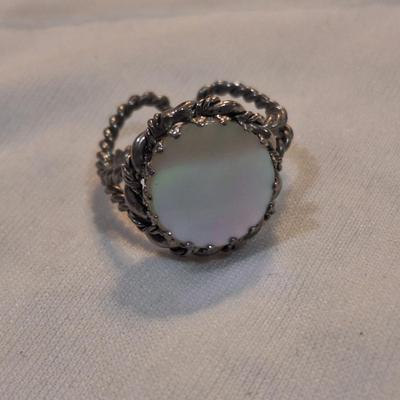 Sale Photo Thumbnail #1136: mother of pearl ring with adjustable band
