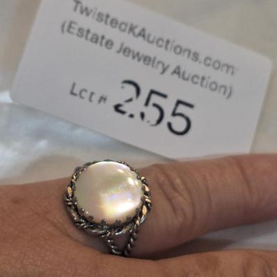 Sale Photo Thumbnail #1133: mother of pearl ring with adjustable band