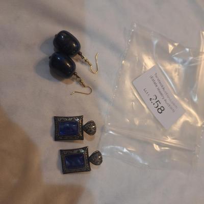 Sale Photo Thumbnail #1145: 2 pair earrings, blues and silver tone