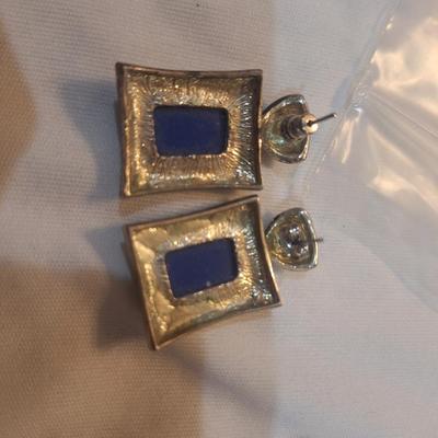 Sale Photo Thumbnail #1148: 2 pair earrings, blues and silver tone