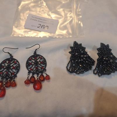 Sale Photo Thumbnail #1155: 2 pair earrings, black and reds