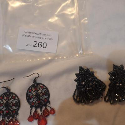Sale Photo Thumbnail #1156: 2 pair earrings, black and reds