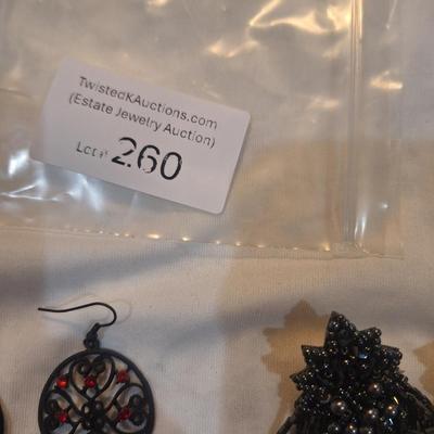 Sale Photo Thumbnail #1159: 2 pair earrings, black and reds