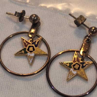 Sale Photo Thumbnail #1189: earrings and other free mason eastern star items