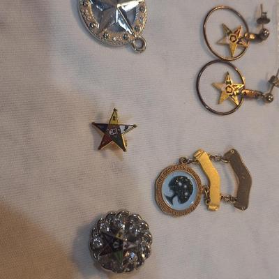 Sale Photo Thumbnail #1190: earrings and other free mason eastern star items