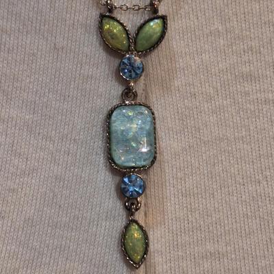 Sale Photo Thumbnail #1194: earrings and matching necklace with blue and green stones