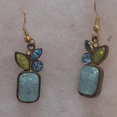 Sale Photo Thumbnail #1195: earrings and matching necklace with blue and green stones