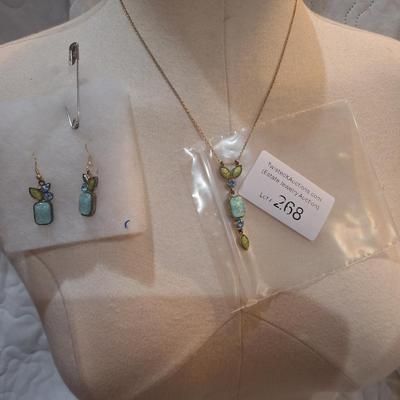 Sale Photo Thumbnail #1192: earrings and matching necklace with blue and green stones