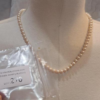 Sale Photo Thumbnail #1206: pearl necklace with gold filled clasp