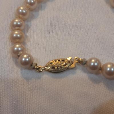 Sale Photo Thumbnail #1203: pearl necklace with gold filled clasp