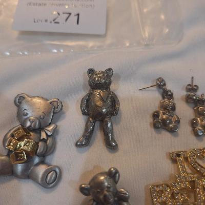 Sale Photo Thumbnail #1211: earrings and lapel pins- all about bears
