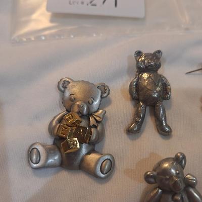 Sale Photo Thumbnail #1210: earrings and lapel pins- all about bears