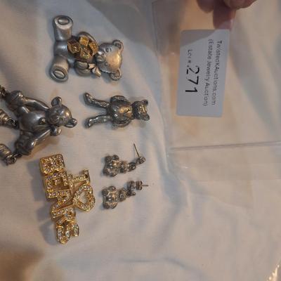 Sale Photo Thumbnail #1208: earrings and lapel pins- all about bears