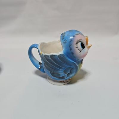 Vintage classic George Lefton Blue Bird - Kitsch Creamer & Sugar Bowl w/Lid - Classic MCM #290 (1 set of 2)