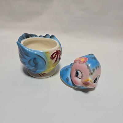 Vintage classic George Lefton Blue Bird - Kitsch Creamer & Sugar Bowl w/Lid - Classic MCM #290 (1 set of 2)