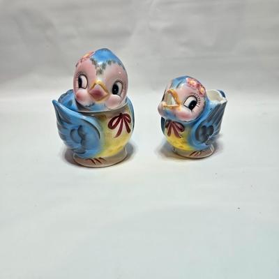 Vintage classic George Lefton Blue Bird - Kitsch Creamer & Sugar Bowl w/Lid - Classic MCM #290 (1 set of 2)