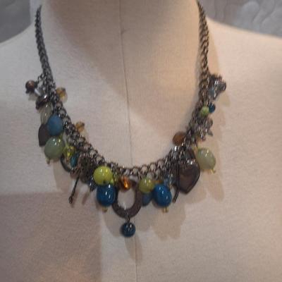 Sale Photo Thumbnail #1315: necklace with matching bracelet- multicolored charms or bangles