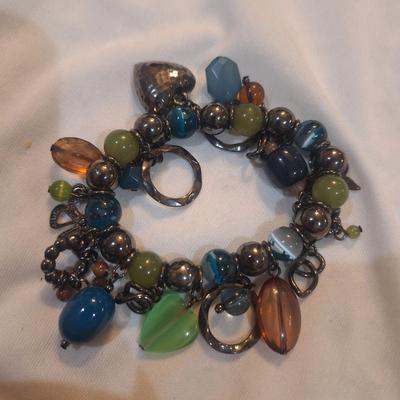 Sale Photo Thumbnail #1316: necklace with matching bracelet- multicolored charms or bangles