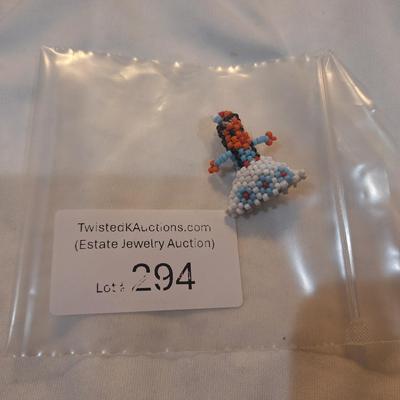 Sale Photo Thumbnail #1317: Indian seed bead brooch girls in dress