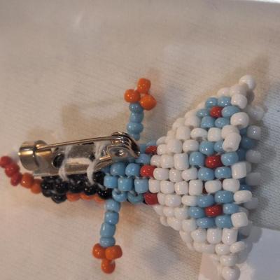Sale Photo Thumbnail #1319: Indian seed bead brooch girls in dress