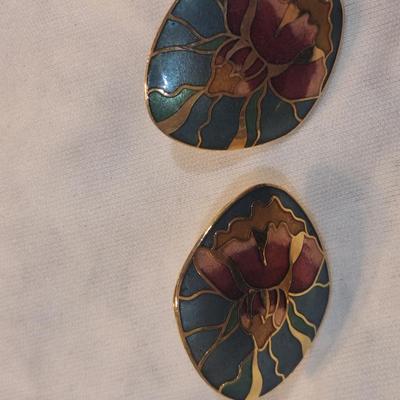 Sale Photo Thumbnail #1323: enamel earrings- no backs