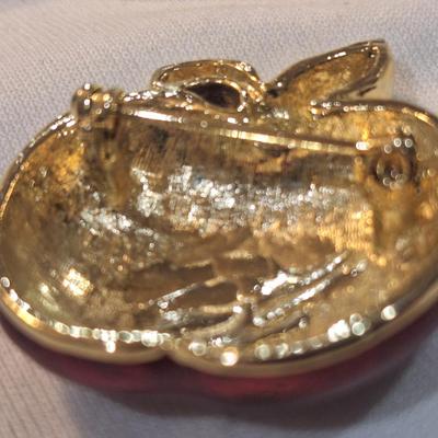 Sale Photo Thumbnail #1357: red enamel apple brooch