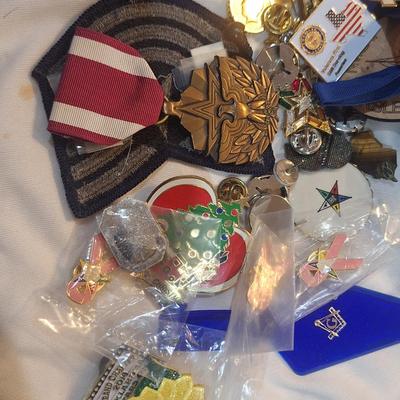 Sale Photo Thumbnail #1364: large bundle of free mason pins, medals and other items.