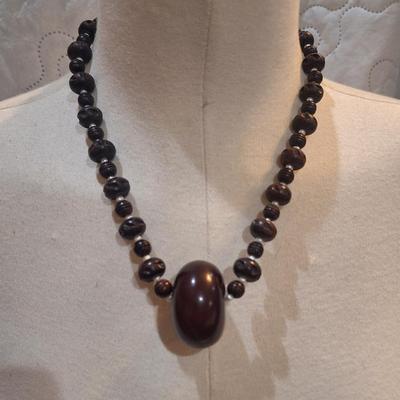 Sale Photo Thumbnail #1395: 2 wooden beaded necklaces