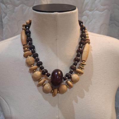 Sale Photo Thumbnail #1391: 2 wooden beaded necklaces