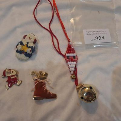 Sale Photo Thumbnail #1396: Christmas Jewelry- brooches and other