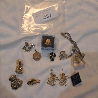 Sale Photo Thumbnail #1441: Earrings, pins and other misc. free mason items.