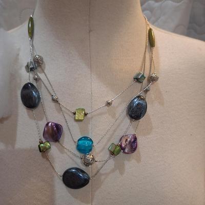 Sale Photo Thumbnail #1527: Multi color stone necklace and matching earrings.