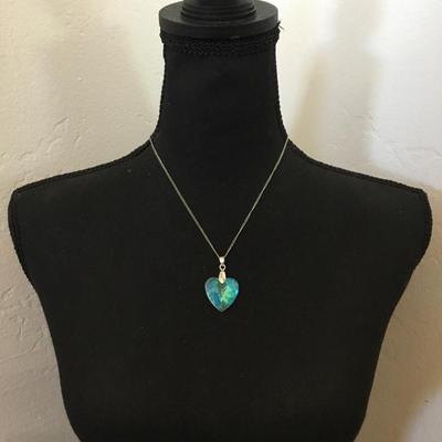 Large vintage, crystal heart pendant, necklace, silver tone