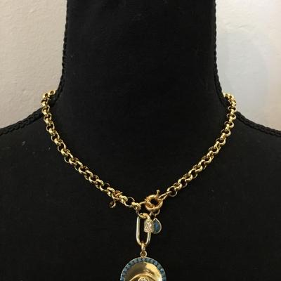 Protection, necklace good vibes, good evil, I am medallion necklace, talisman pendant with turquoise and diamond