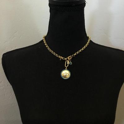 Protection, necklace good vibes, good evil, I am medallion necklace, talisman pendant with turquoise and diamond