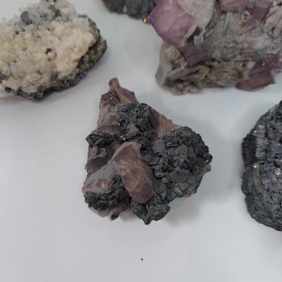Pyrite, Quartz and Fluorite Druzy Clusters (GB-BBL)