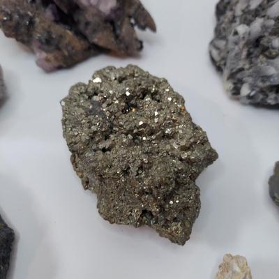 Pyrite, Quartz and Fluorite Druzy Clusters (GB-BBL)