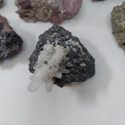 Pyrite, Quartz and Fluorite Druzy Clusters (GB-BBL)