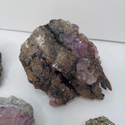 Pyrite, Quartz and Fluorite Druzy Clusters (GB-BBL)