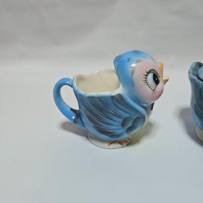 Vintage classic George Lefton Blue Bird - Kitsch Creamer & Sugar Bowl w/Lid - Classic MCM #290 (2 set of 2)