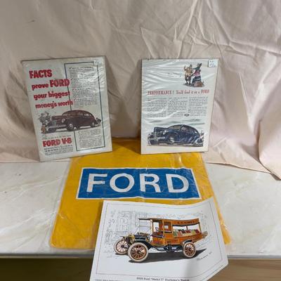 Couple of FORD Ads and a FORD Promotional Blow Up Pillow 