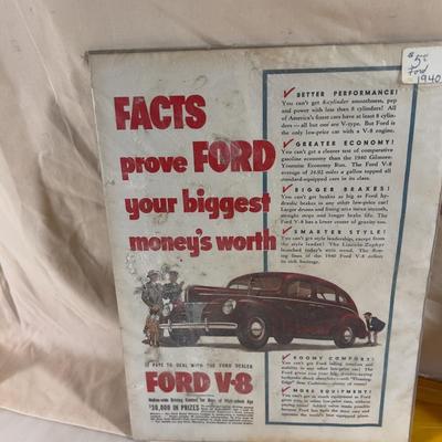 Couple of FORD Ads and a FORD Promotional Blow Up Pillow 