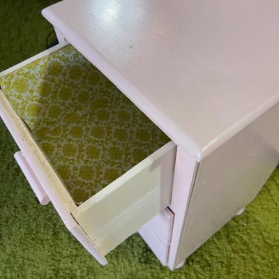 Little Pink Vintage Wood Night Stand 3 Drawers