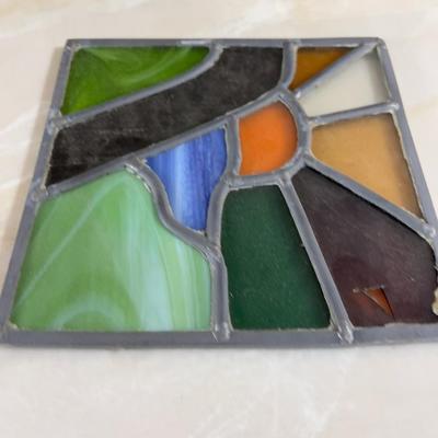 2 Wall Plaques and a Stain Glass 