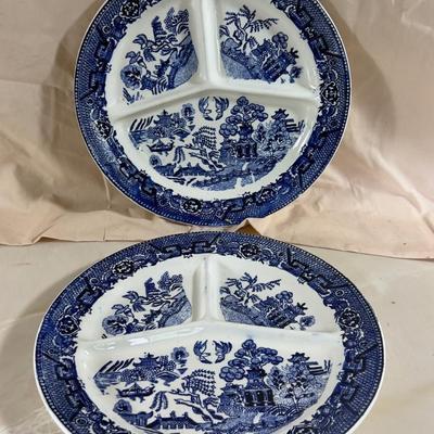 Blue Willow Transfer Ware Plates (2) 