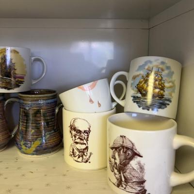 2 Shelves of Coffee Mugs 