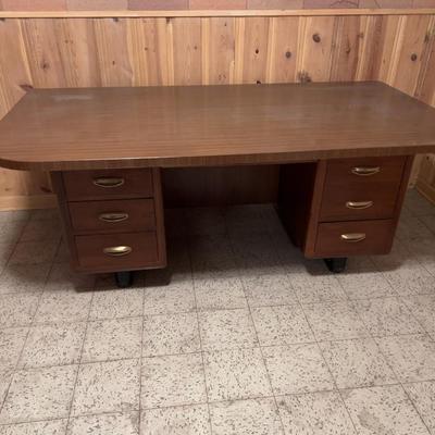 Large Walnut Desk Formica Top