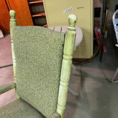 Antique Painted Rocker with Upholstered Set